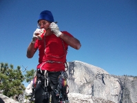 Climbing Astroman, a rock climb on Washington Column in Yosemite Valley, California