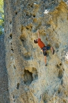 Kurt Jensen climbing at The Bubble, Mt. St. Helena, California